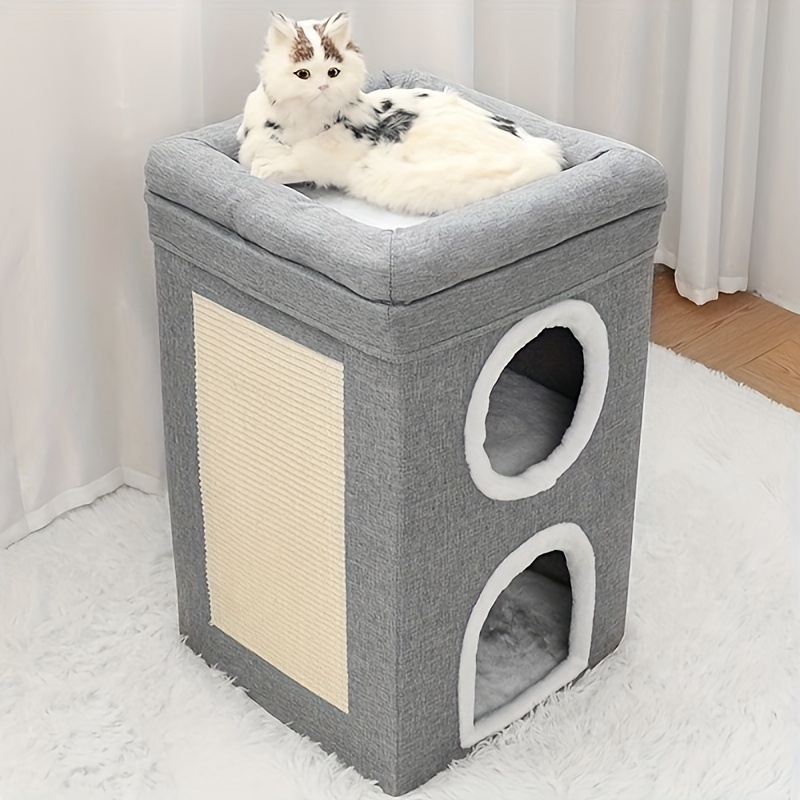 Jaukus visų sezonų kačių lova - Skalbiamas, sulankstomas ir erdvus su draskymo pagalve - Image 7