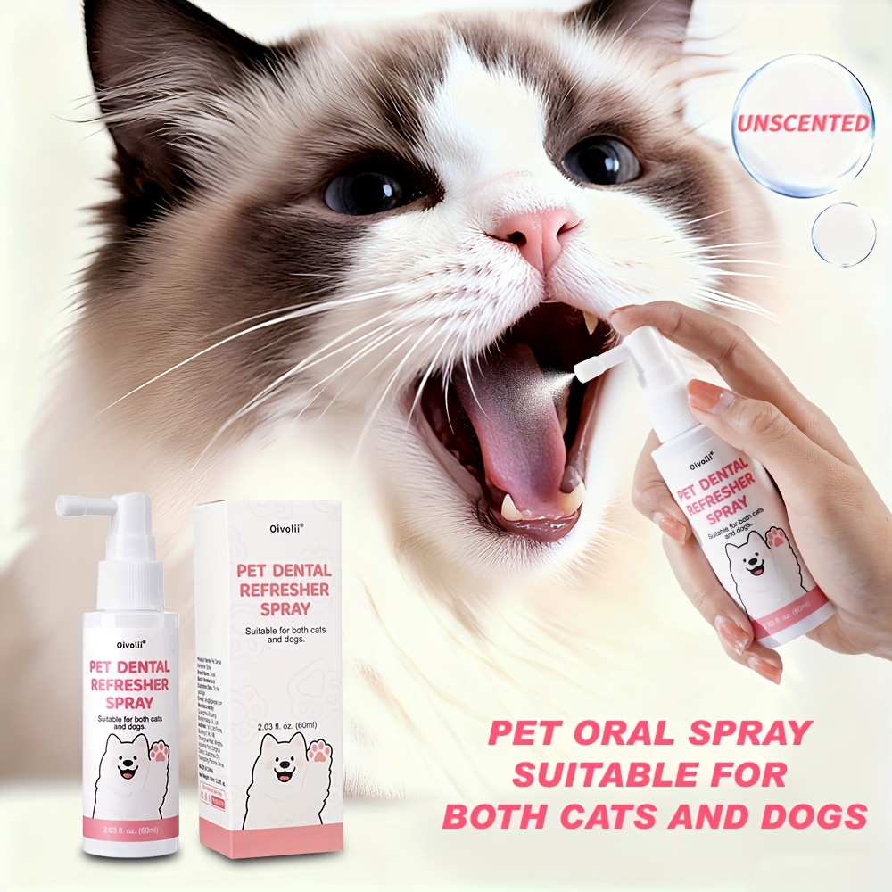 Gyvūnų burnos purškalas, be šepetėlio, valo dantis, gaivina kvapą, tinka katėms ir šunims, bekvapis - 2,03 fl.oz