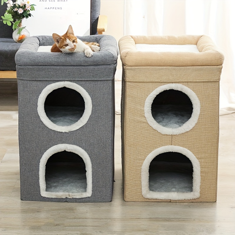 Jaukus visų sezonų kačių lova - Skalbiamas, sulankstomas ir erdvus su draskymo pagalve - Image 5