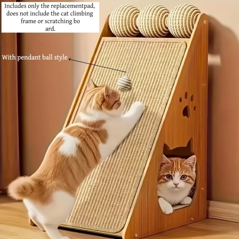 Tvirtas katės draskymo lentos su kabamuoju kamuoliuku