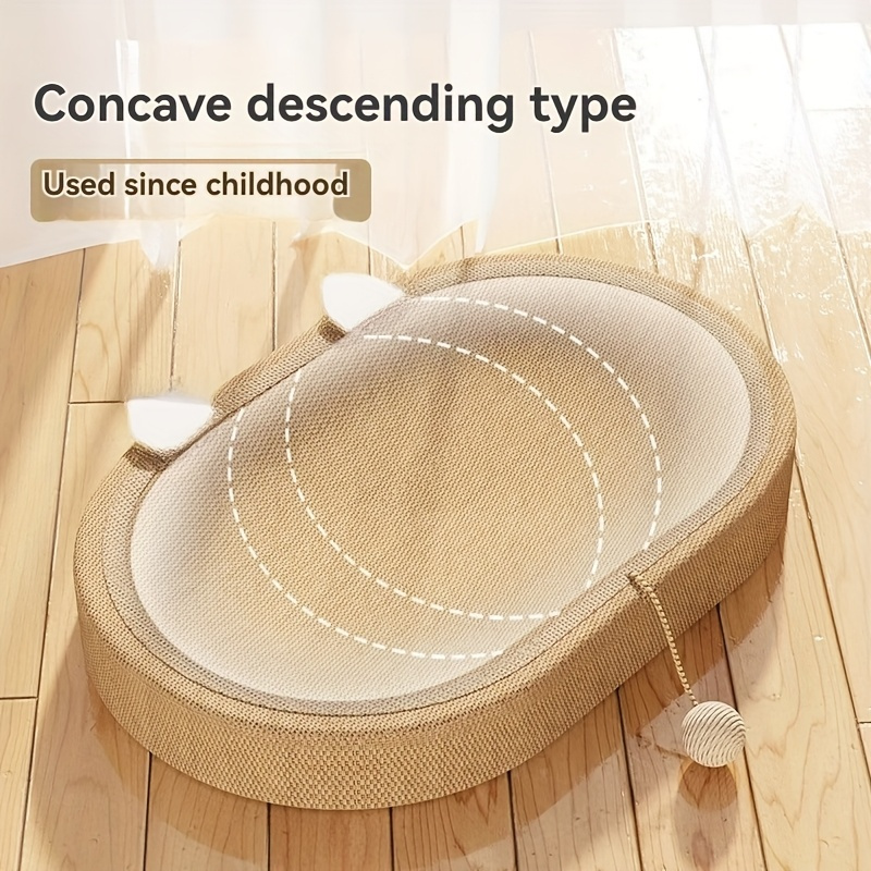 Didelė katės draskyklė, pagaminta iš pintos pluošto, su patvariu ir nešerpetojančiu ovalo dizainu